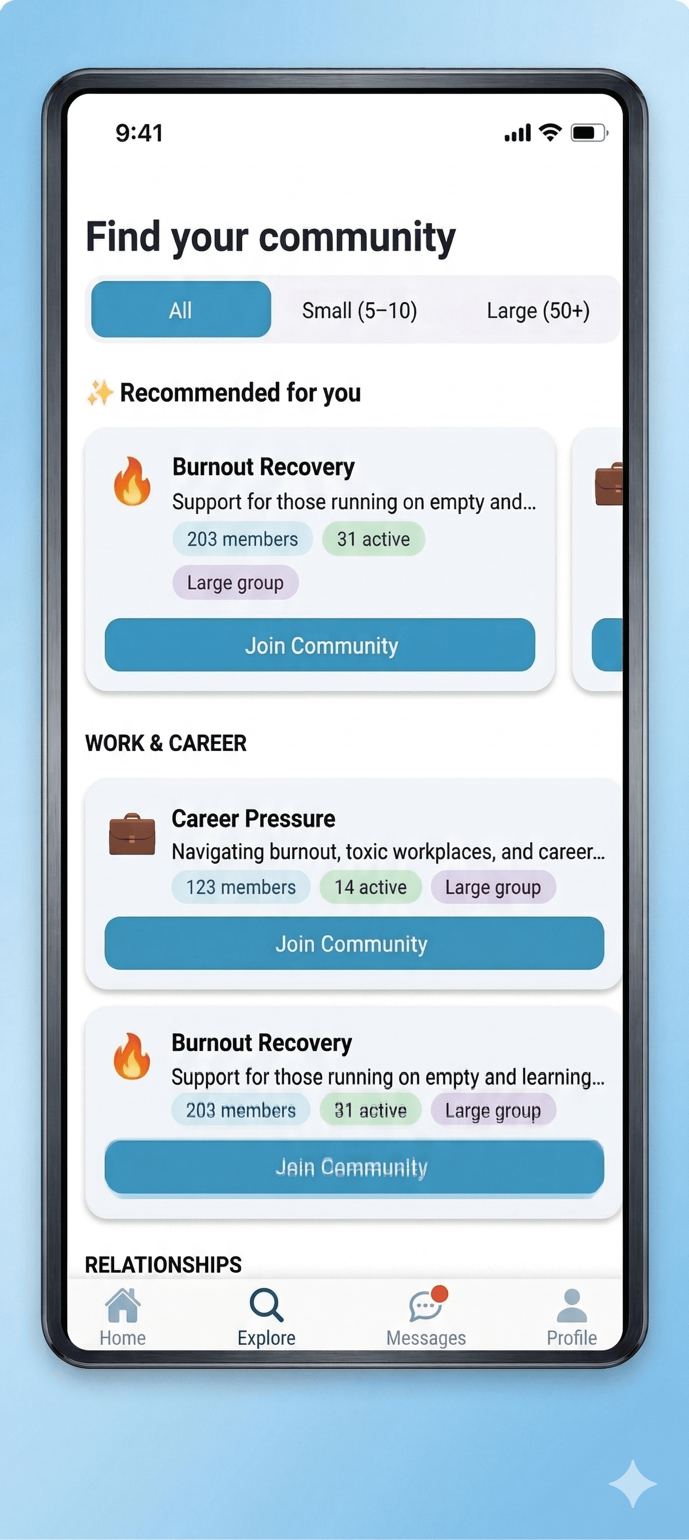 Community screen